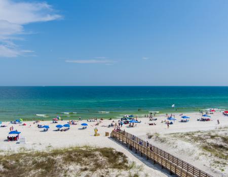 Beachgoers in Gulf Shores, Alabama