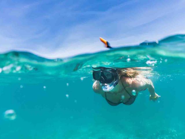 Girl snorkeling in Gulf Shores